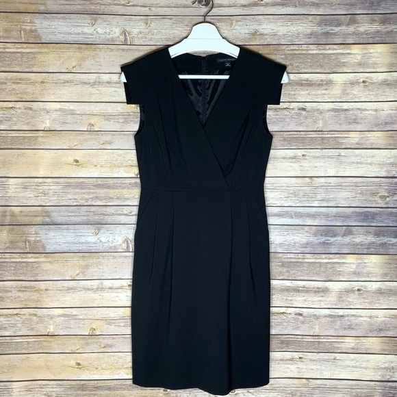 Banana Republic Dresses & Skirts - BANANA REPUBLIC Black Faux Wrap Cap Sleeve Dress